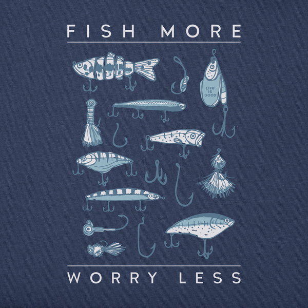 Life Is Good Men's Fish More Worry Less Hooks And Tackle Short Sleeve Tee