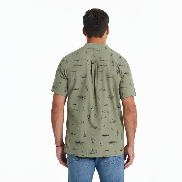 Life Is Good Men's Fish Tackle Box Pattern Camp Shirt