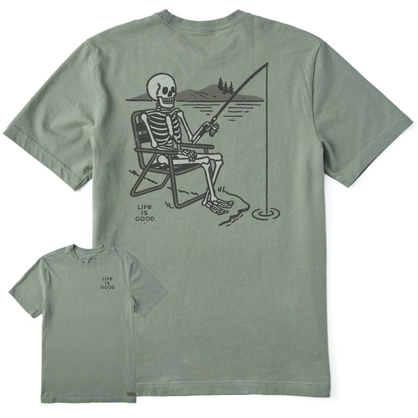 life is good Men's Fishing Skeleton Short Sleeve Crusher Tee