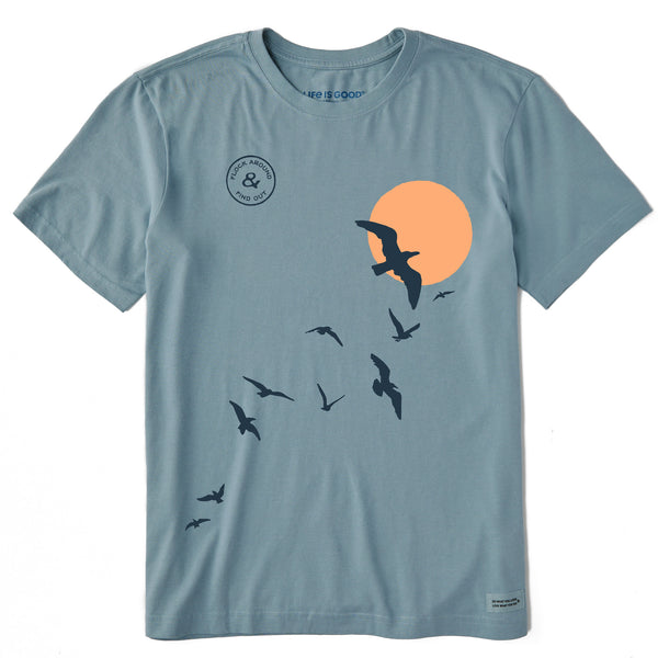 life is good Men's Flock Around Birds Short Sleeve Crusher Tee