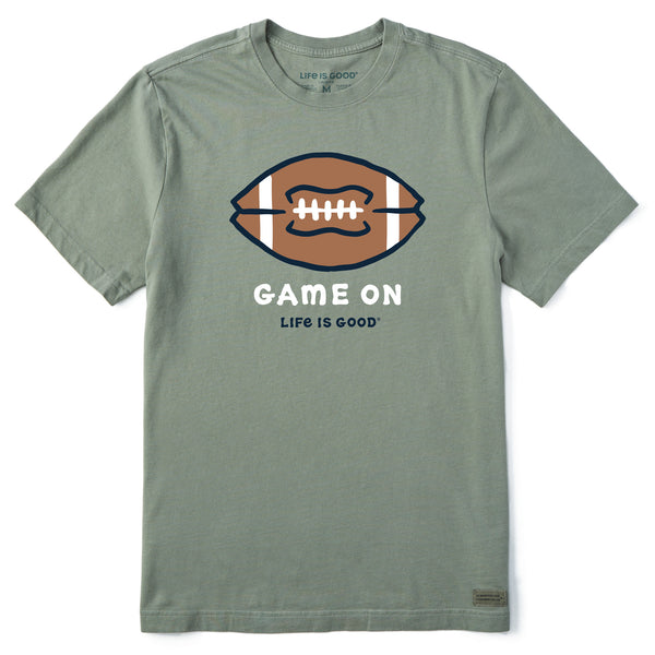 life is good Men's Game On Football Short Sleeve Crusher Tee