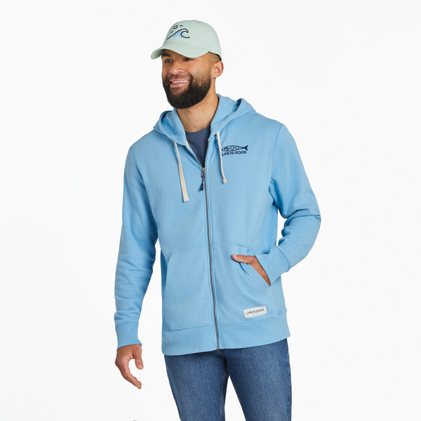 Life Is Good Men's Good Catch Fish Sketch Simply True Fleece Zip Hoodie