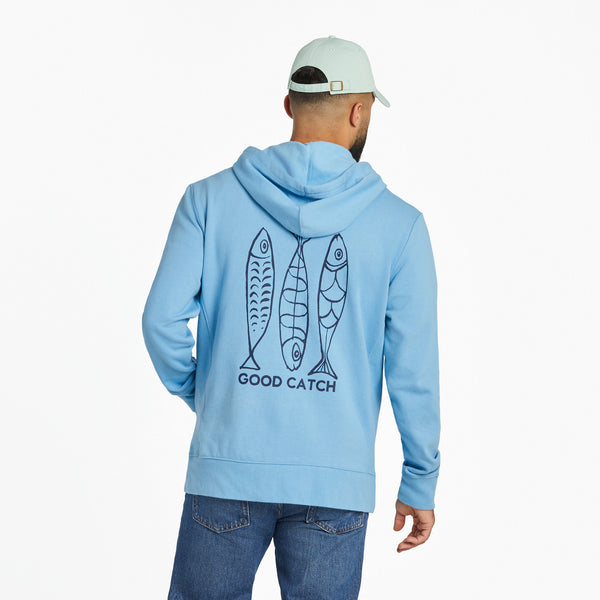 life is good Men's Good Catch Fish Sketch Simply True Fleece Zip Hoodie