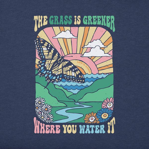 Life Is Good Men's Grass Is Greener Butterfly Poster Short Sleeve Crusher Tee