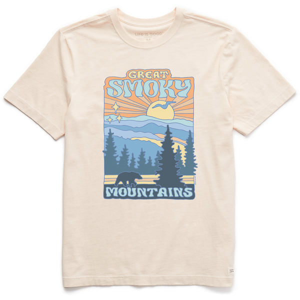 life is good Men's Great Smoky Mountains Poster Short Sleeve Crusher Tee