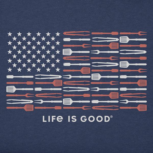 Life Is Good Men's Grill Tools Flag Short Sleeve Tee