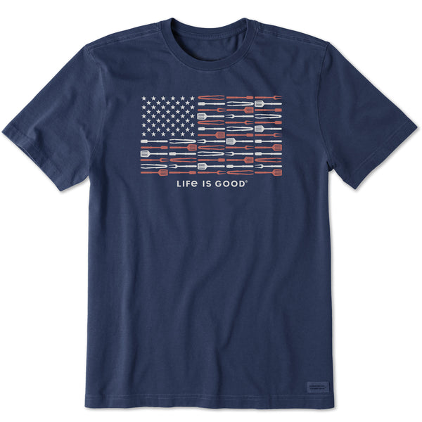 Life Is Good Men's Grill Tools Flag Short Sleeve Tee