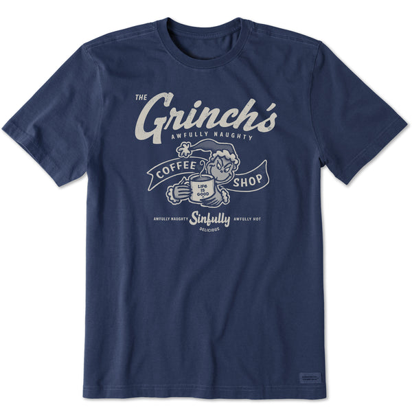 Life Is Good Men's Grinch Coffee Shop Short Sleeve Crusher Tee