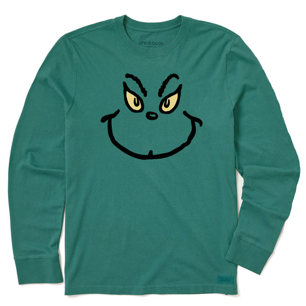 life is good Men's Grinch Grin Long Sleeve Crusher Tee