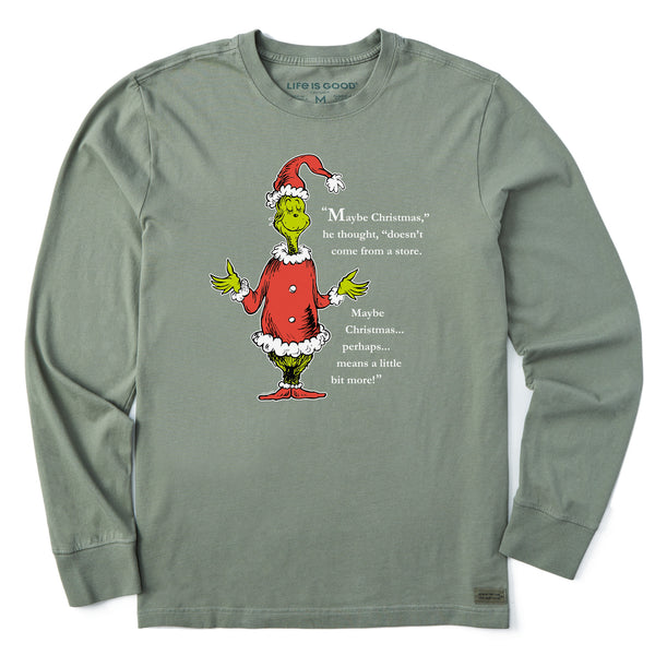 life is good Men's Grinch Meaning of Christmas Long Sleeve Crusher Tee