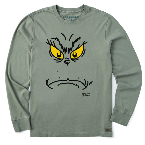 Life Is Good Men's Grinchy Face Long Sleeve Crusher Tee