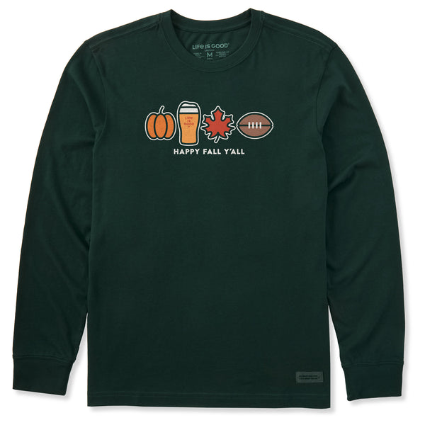 Life Is Good Men's Happy Fall Icons Long Sleeve Crusher Tee