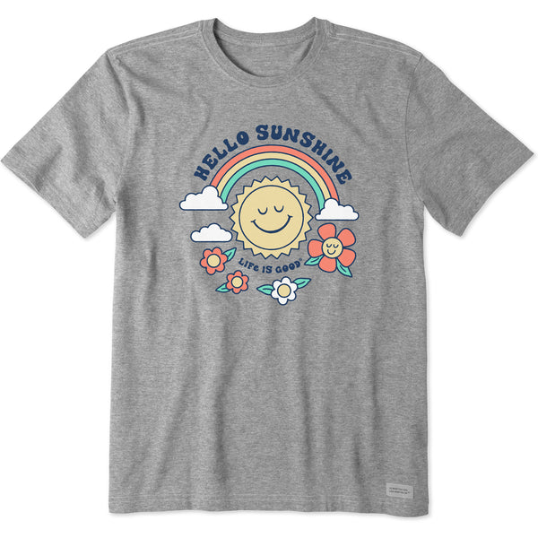 life is good Men's Hello Sunshine Rainbow Sun Short Sleeve Crusher Tee