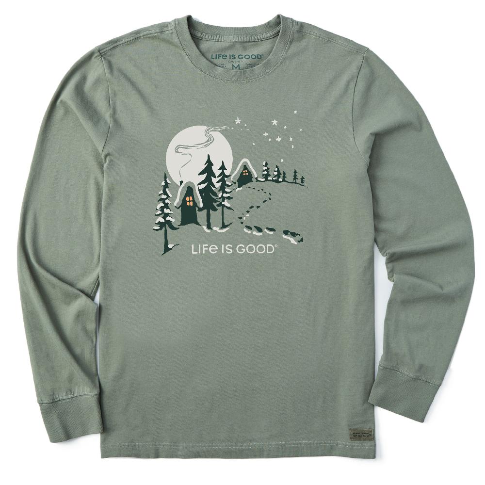 life is good Men's Hill Cottages Long Sleeve Crusher Tee