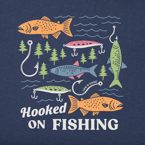 Life Is Good Men's Hooked On Fishing Short Sleeve Crusher-LITE Slim Fit Tee