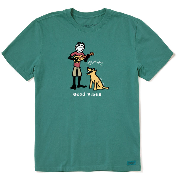 Life Is Good Men's Jake U0026 Rocket Martin Guitar Good Vibes Short Sleeve Crusher Tee