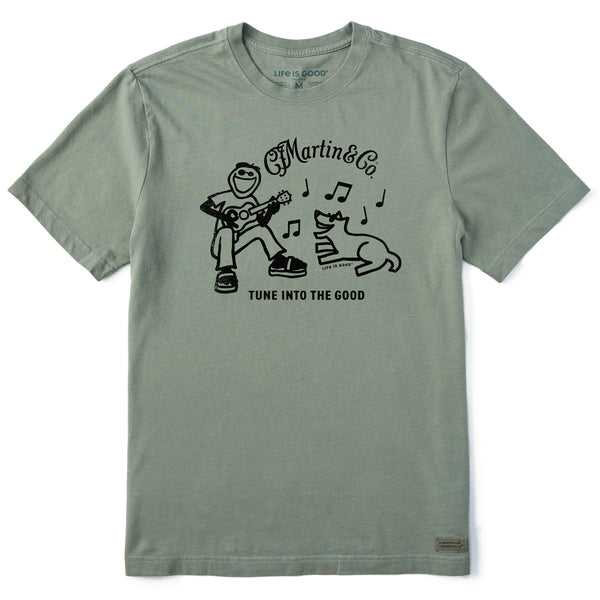 life is good Men's Jake u0026 Rocket Martin Guitar Short Sleeve Crusher Tee