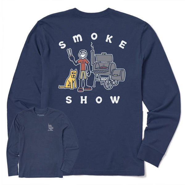 Life Is Good Men's Jake U0026 Rocket Smoker Long Sleeve Crusher Tee