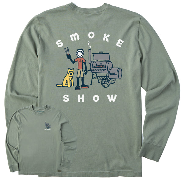 life is good Men's Jake u0026 Rocket Smoker Long Sleeve Crusher Tee