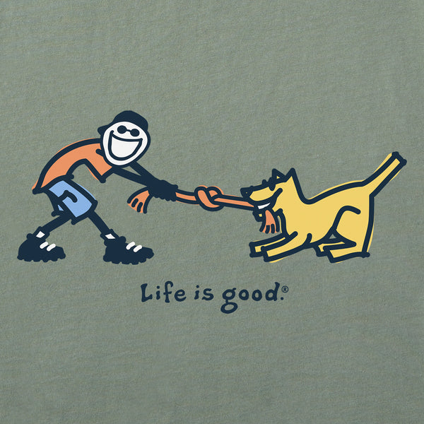 Life Is Good Men's Jake U0026 Rocket Tug Of War Short Sleeve Tee