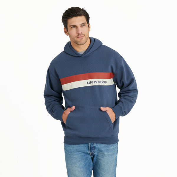 life is good Men's Life is Good Stripes Good Vibes Fleece Hoodie