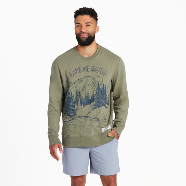 life is good Men's LIG Great Outdoors Landscape Simply True Fleece Crew