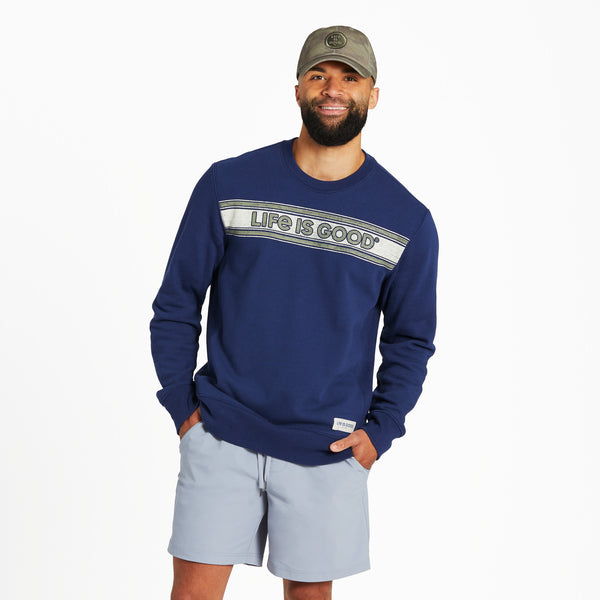 life is good Men's LIG Stripes on Stripes Simply True Fleece Crew