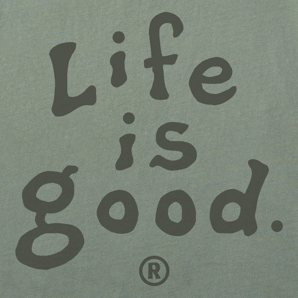 Life Is Good Men's LIG Vintage Wordmark Stacked Short Sleeve Crusher-LITE Slim Fit Tee