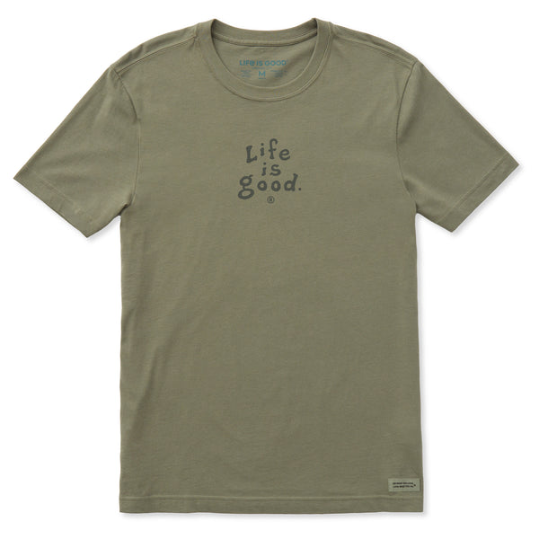 life is good Men's LIG Vintage Wordmark Stacked Short Sleeve Crusher-LITE Slim Fit Tee