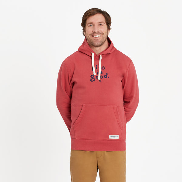 life is good Men's LIG Vintage Wordmark Stacked Simply True Fleece Hoodie