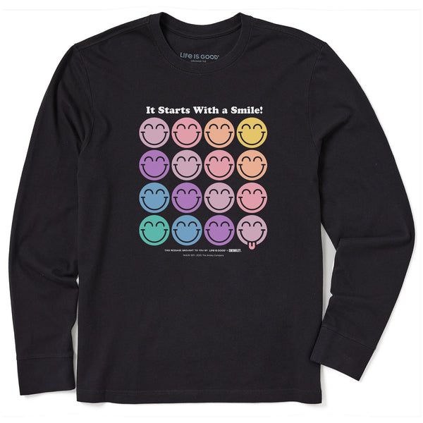 life is good Men's LIG x S.W.Smiley Grid Long Sleeve Crusher Tee