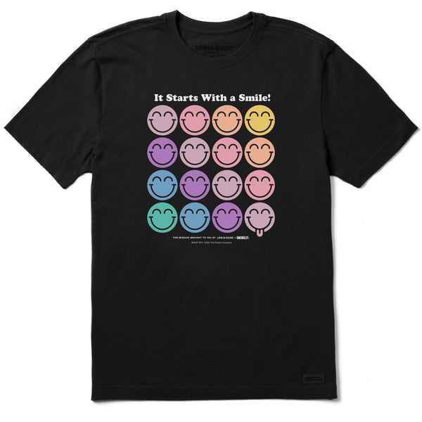 life is good Men's LIG x S.W.Smiley Grid Short Sleeve Crusher Tee