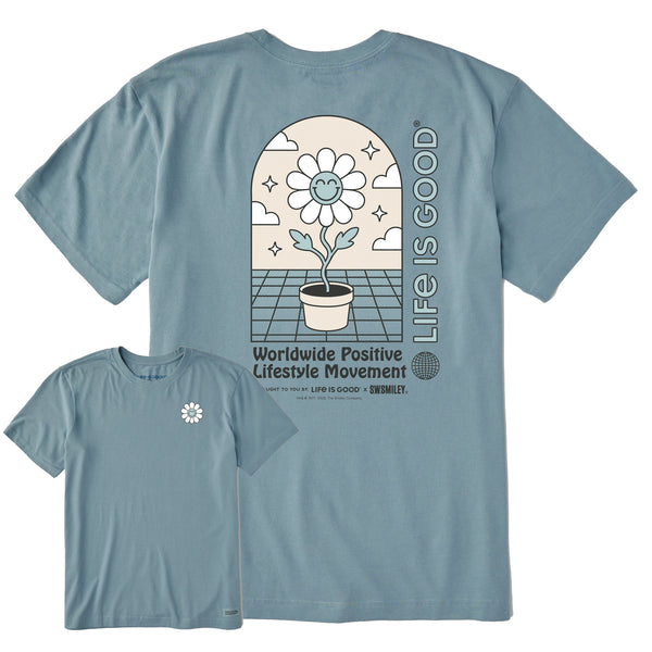 life is good Men's LIG x S.W.Smiley Happy Plant Short Sleeve Crusher Tee