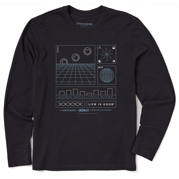 life is good Men's LIG x S.W.Smiley Schematic Long Sleeve Crusher Tee