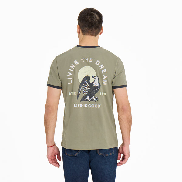 Life Is Good Men's Living The Dream Eagle Classic Crusher Ringer Tee