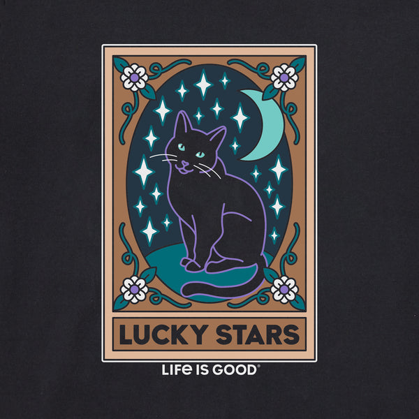 Life Is Good Men's Lucky Stars Black Cat Tarot Short Sleeve Crusher Tee