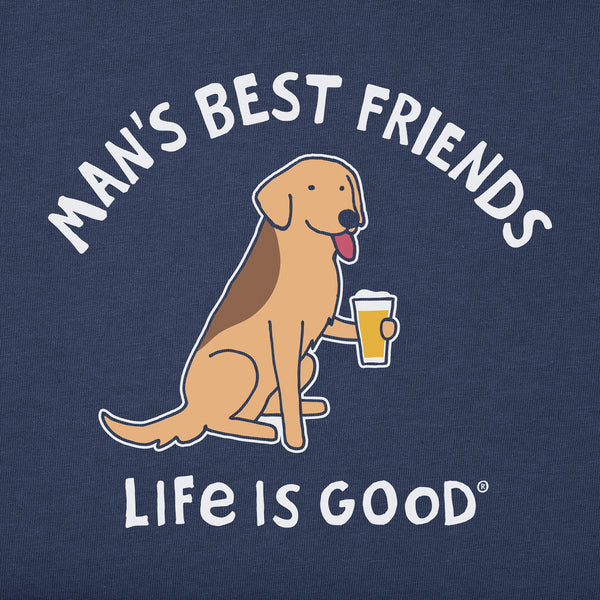 Life Is Good Men's Man's Best Friends Dog U0026 Beer Short Sleeve Crusher Tee
