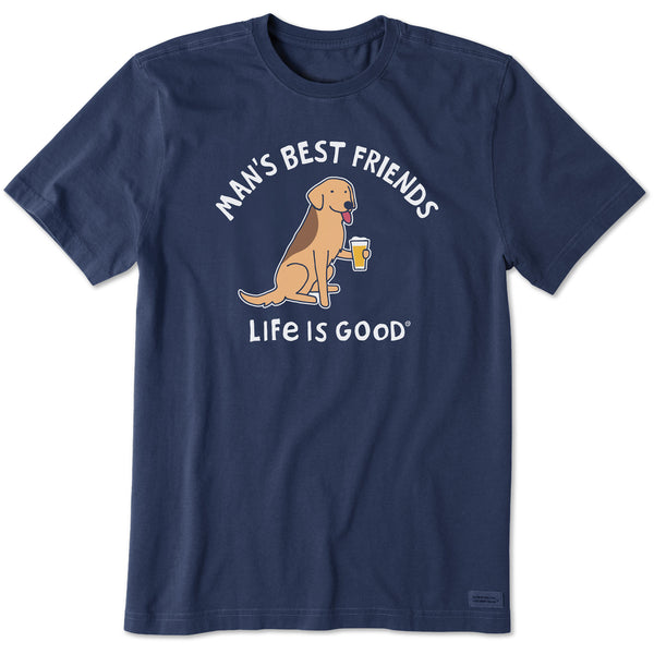 life is good Men's Man's Best Friends Dog u0026 Beer Short Sleeve Crusher Tee