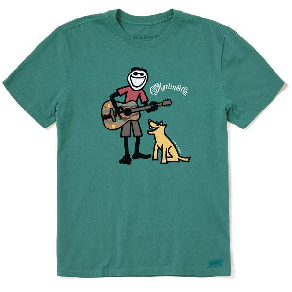 life is good Men's Martin Jake u0026 Rocket Guitar Short Sleeve Crusher Tee