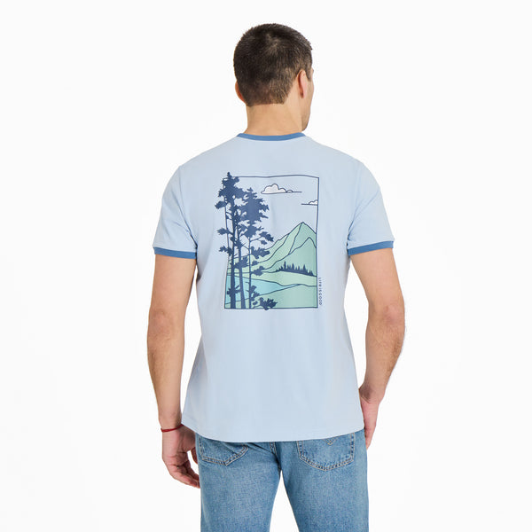 Life Is Good Men's Mountain Landscape Classic Crusher Ringer Tee