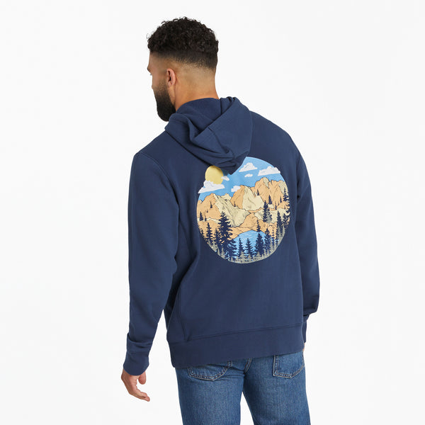 life is good Men's Mountain Scene Circle Simply True Fleece Hoodie