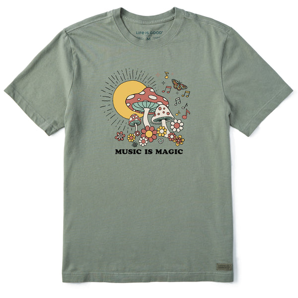 life is good Men's Mushroom Music is Magic Short Sleeve Crusher Tee