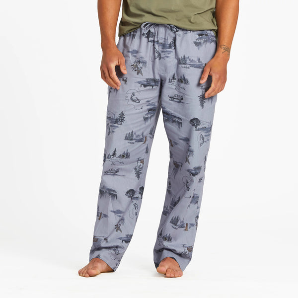 life is good Men's Outdoor Fishing Landscape Pattern Classic Sleep Pant