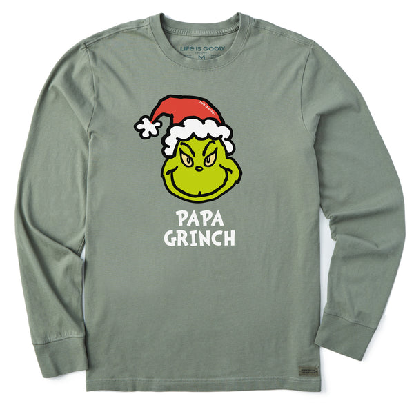 Life Is Good Men's Papa Grinch Long Sleeve Crusher Tee