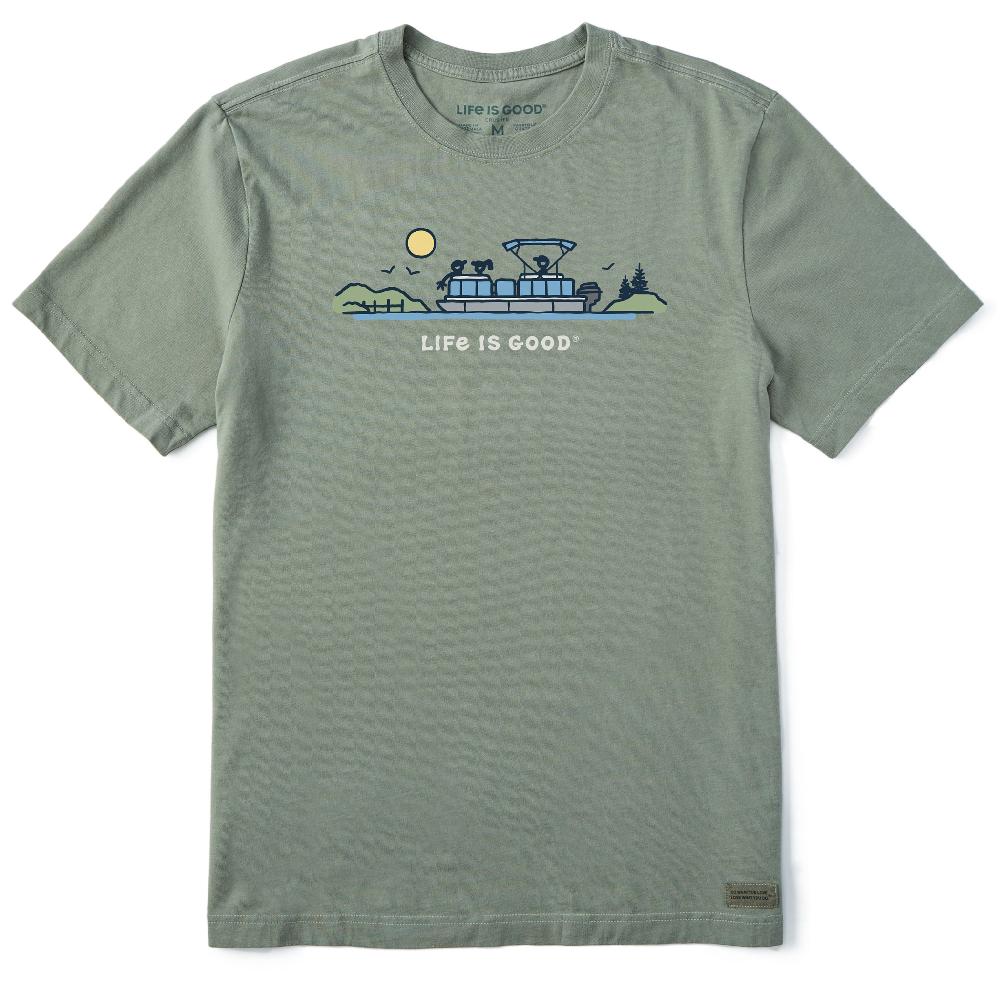 life is good Men's Pontoon Boat Vista Short Sleeve Crusher Tee