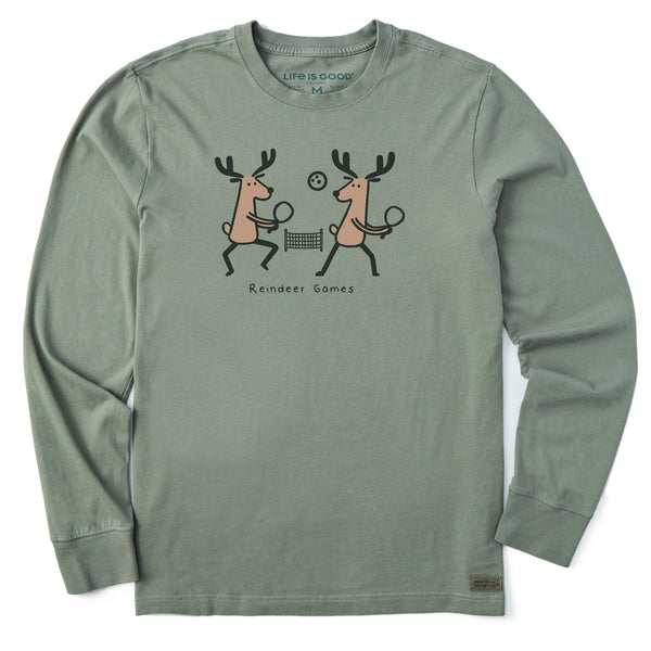 Life Is Good Men's Reindeer Games Long Sleeve Crusher Tee