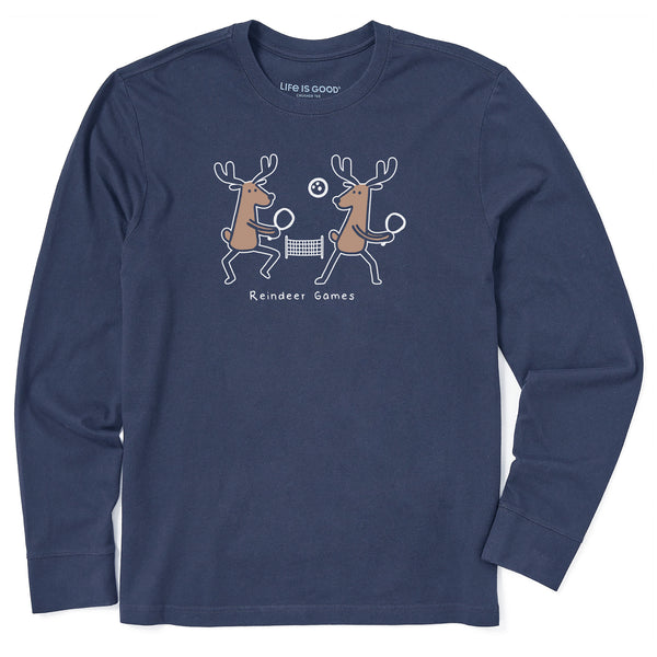 life is good Men's Reindeer Games Long Sleeve Crusher Tee