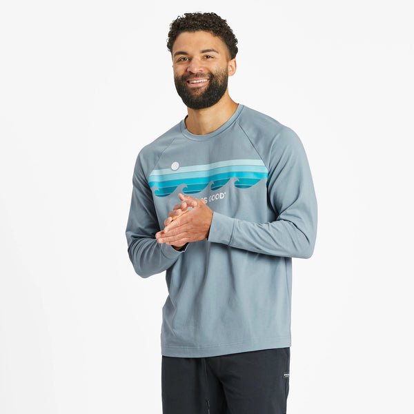 life is good Men's Retro Wave Stripe Crusher-FLEX Crew