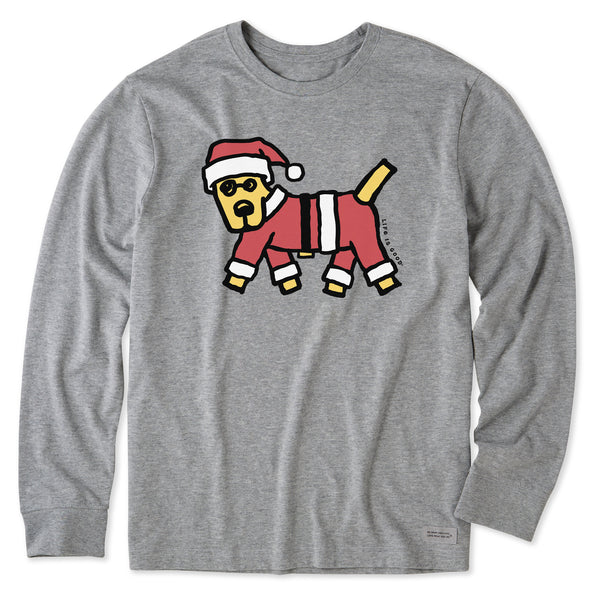 Life Is Good Men's Rocket Santa Suit Long Sleeve Crusher Tee