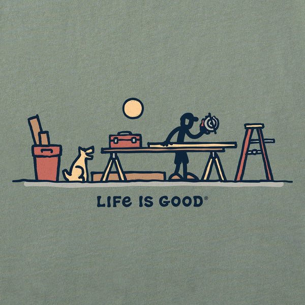 Life Is Good Men's Rocket U0026 Jake Woodwork Vista Long Sleeve Crusher Tee